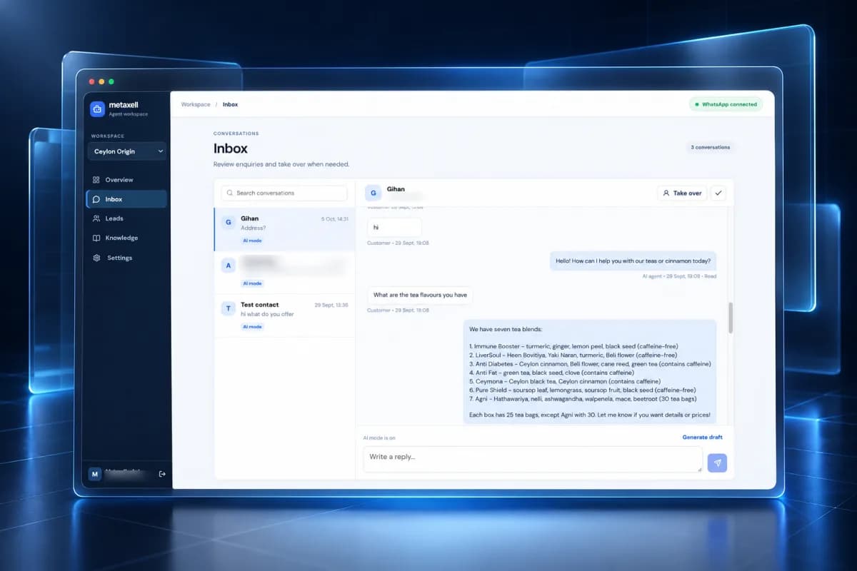 MetaXell Agent dashboard