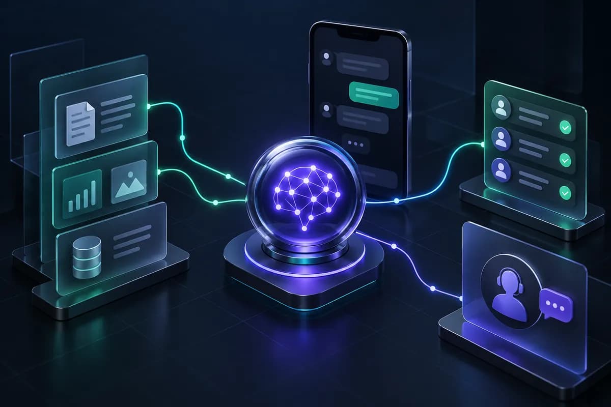 AI agent connected to business knowledge, messaging, leads and human support