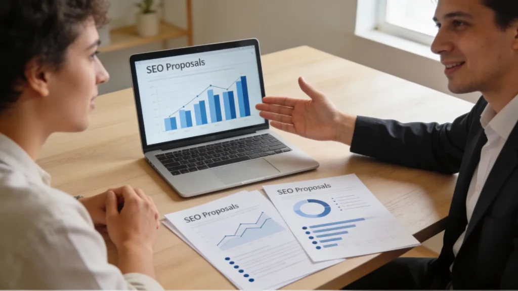 Business owner choosing a professional search engine optimization company partner